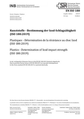ISO 180 Determination of Izod Impact Strength